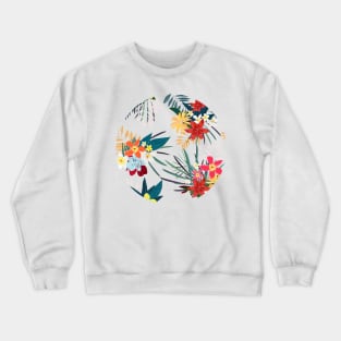 Frangipani, lily palm leaves tropical vibrant colored trendy flower Crewneck Sweatshirt